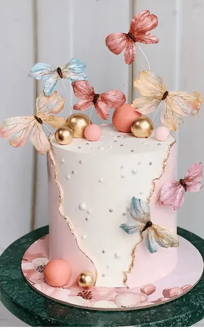 Butterfly Rose Gold Cake 