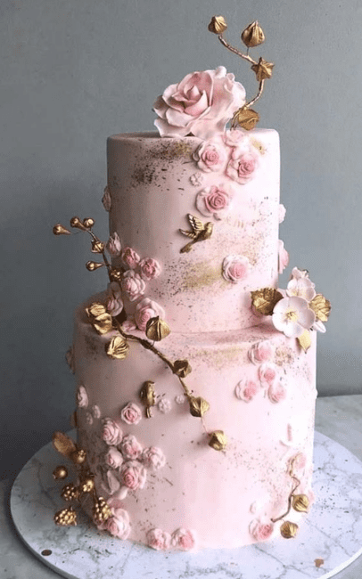 Pink Rose Gold Double-Tier Cake