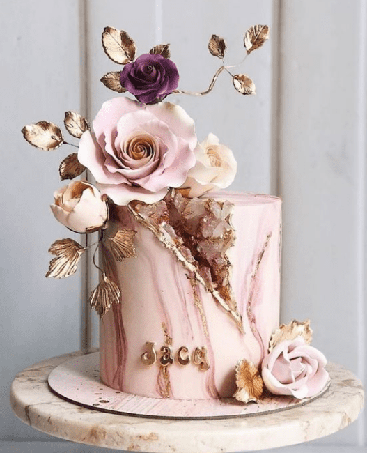 Rose and Marble Rose Gold Cake 