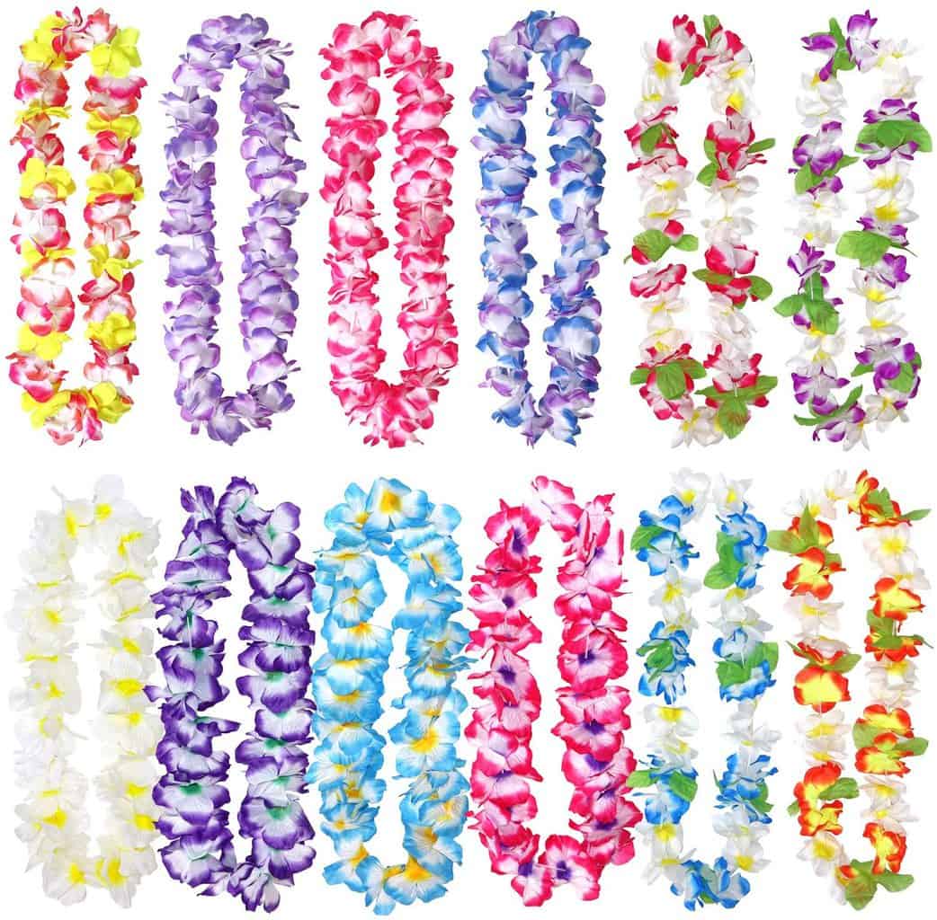 12 Pack Thickened Hawaiian Leis Floral Necklace for Hula Dance Luau Party