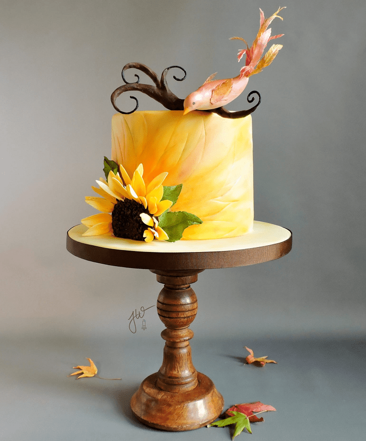 Bird and Sunflower Cake