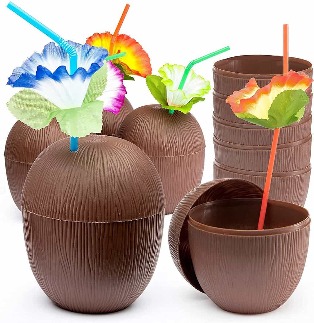 Prextex 12 Pack Coconut Cups for Hawaiian Luau Kids Party