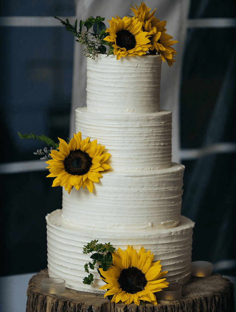 Rustic Sunflower Wedding Cake