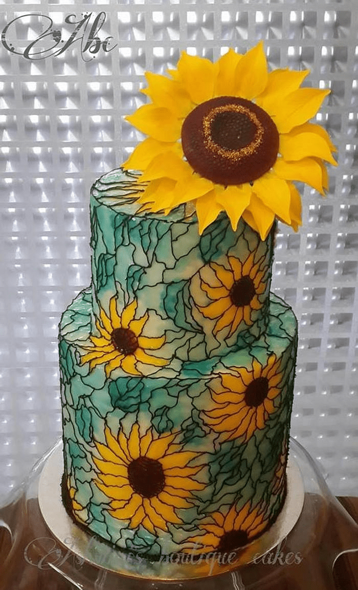 Stained Glass Sunflower Cake