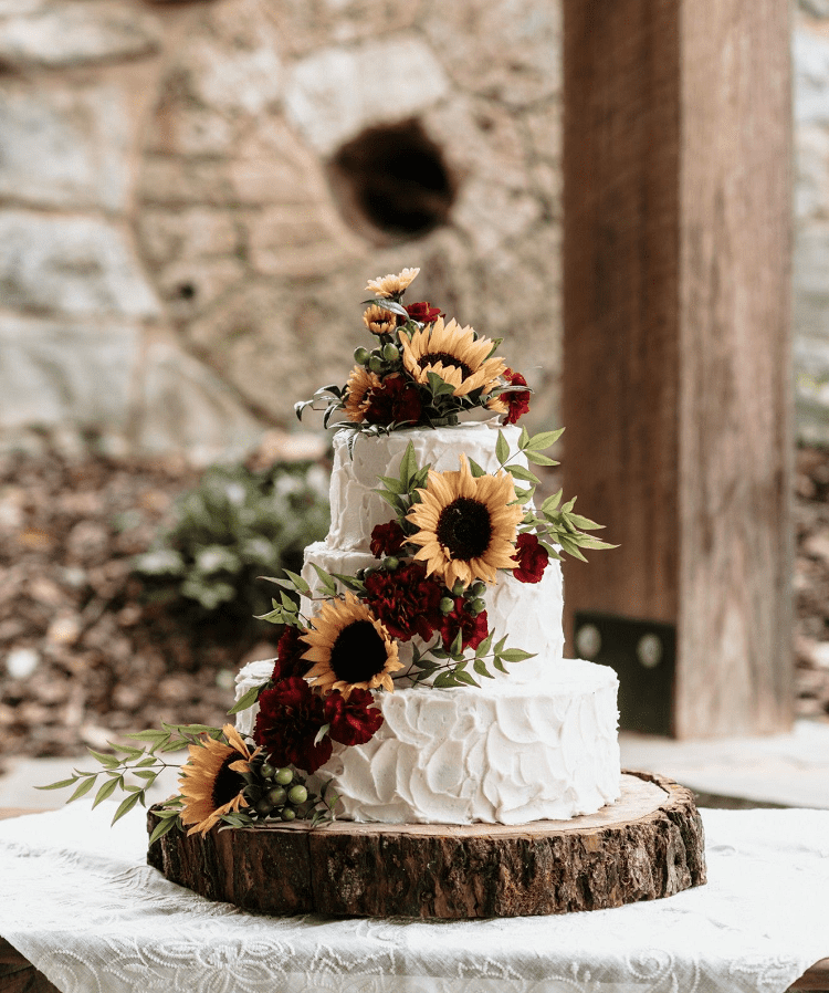 Sunflower Cascade Wedding Cake