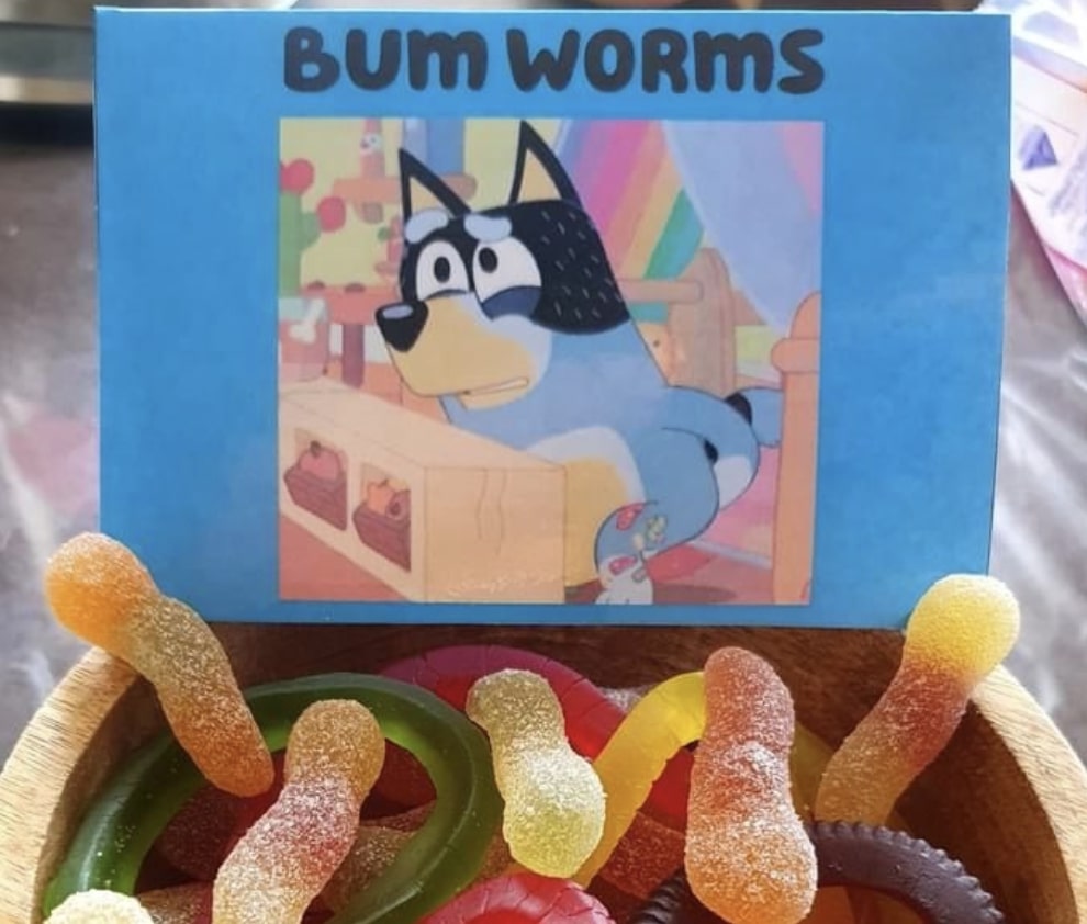 Bum worms (packages of gummy worms) 