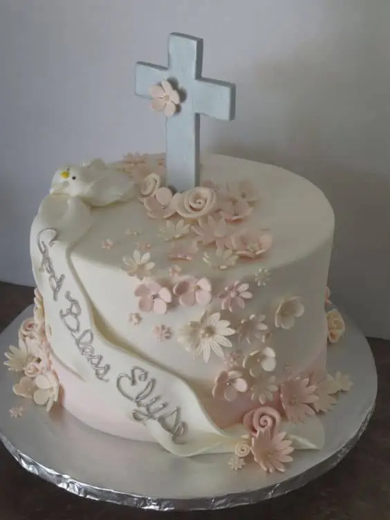 Floral Baptism Cake