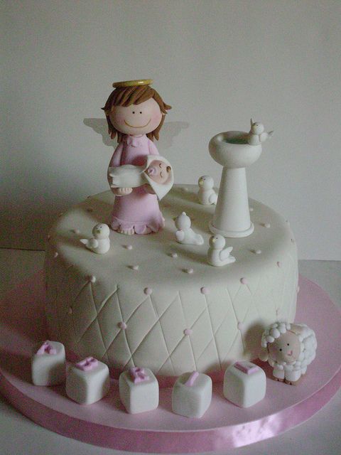 Fondant Figurine Baptism Cake