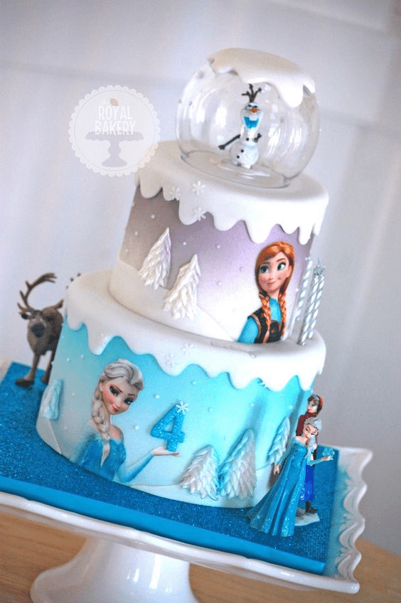 Snow Globe Frozen Cake Idea