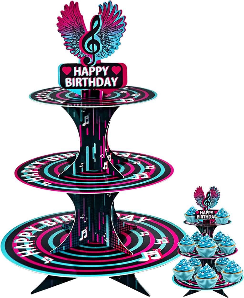 Tik Music Cupcake Stand 3-Tier Tok birthday party decorations