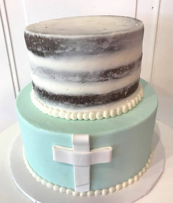 Two-Tiered Baptism Cake