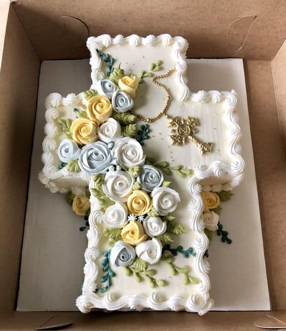 White Floral Cross Cake