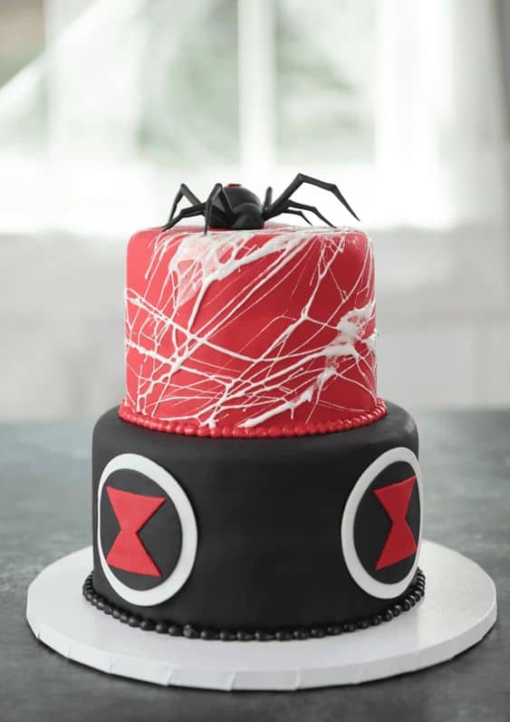 Black and Red Black Widow Birthday Cake