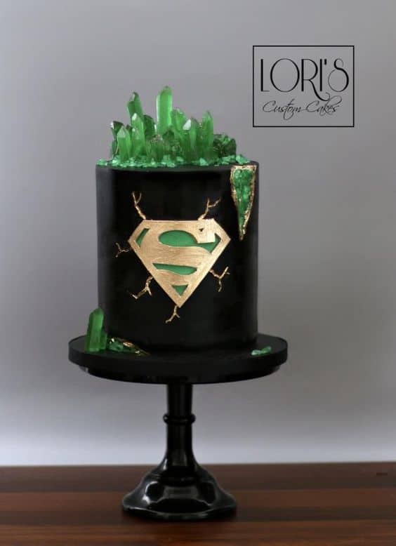 Black, Green, and Gold Kryptonite Cake