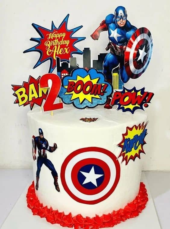 Captain America Edible Stickers Cake