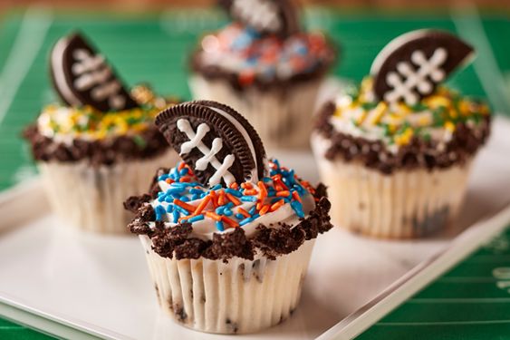 Cookie Football Cupcakes