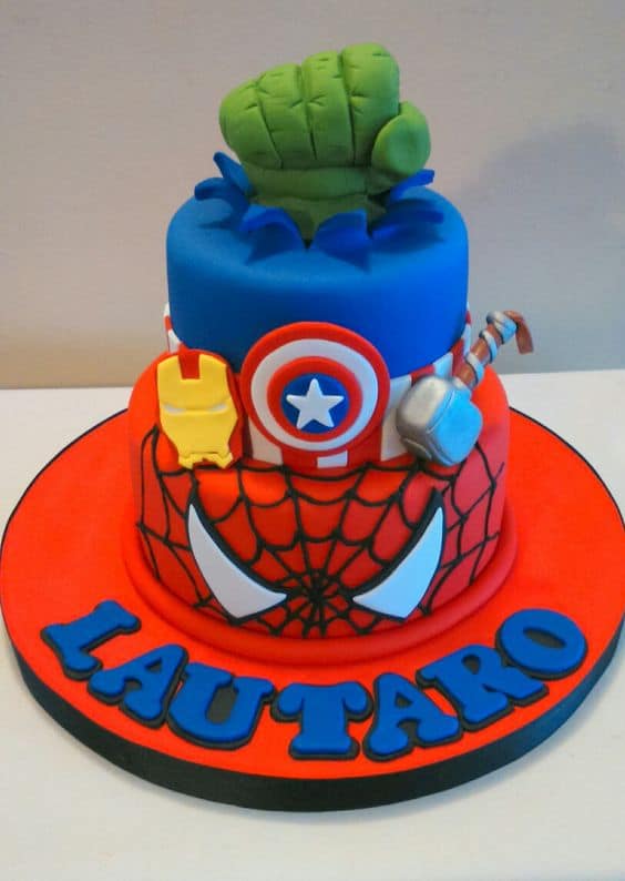 Cute Tiered Avengers Cake