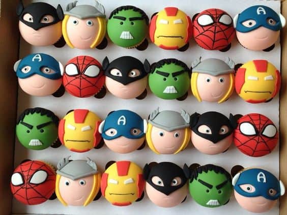 Marvel and DC Superhero Faces Cupcakes