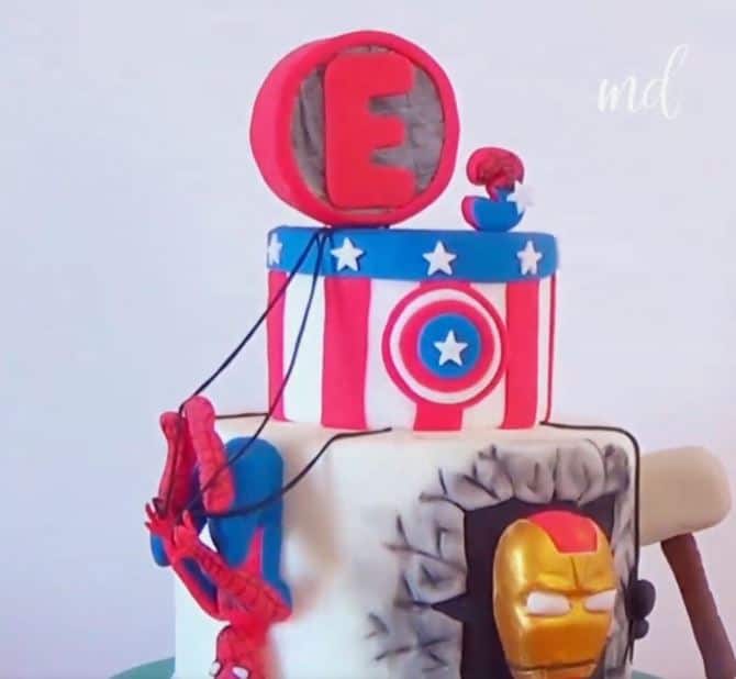 Tiered DIY Avengers Cake