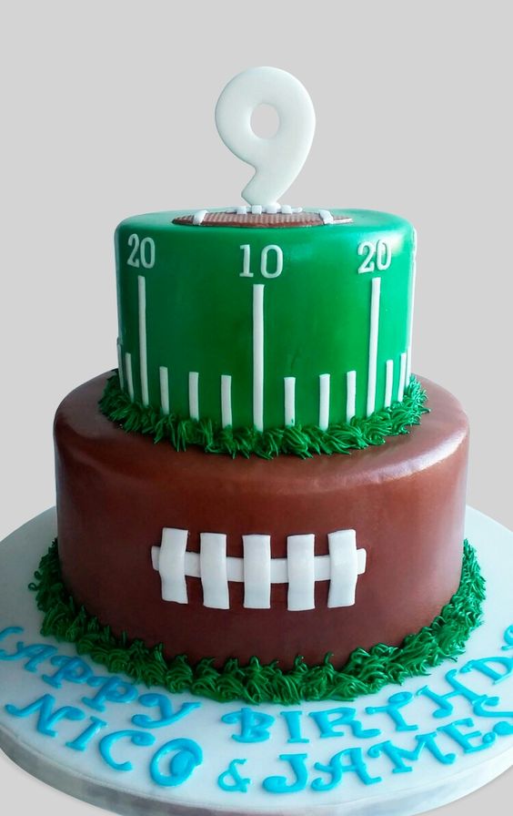 Two-Tiered Football Cake