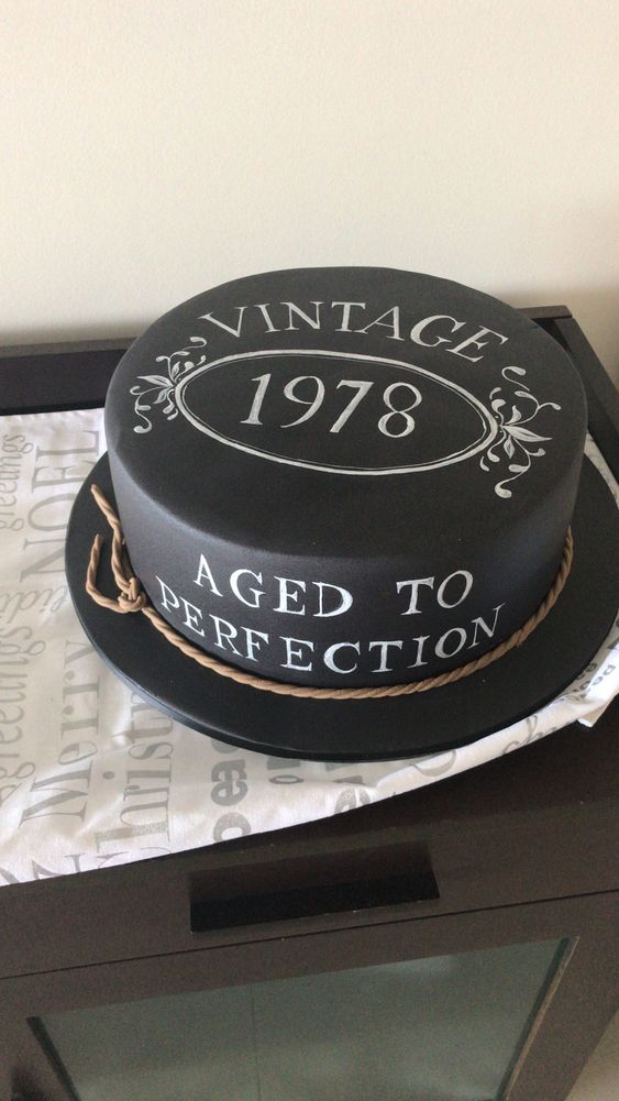 Vintage Aged to Perfection Birthday Cake