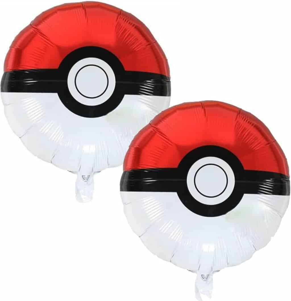 2 Pcs Lovsong Birthday Balloons - 18-Inch Pokeball Balloons