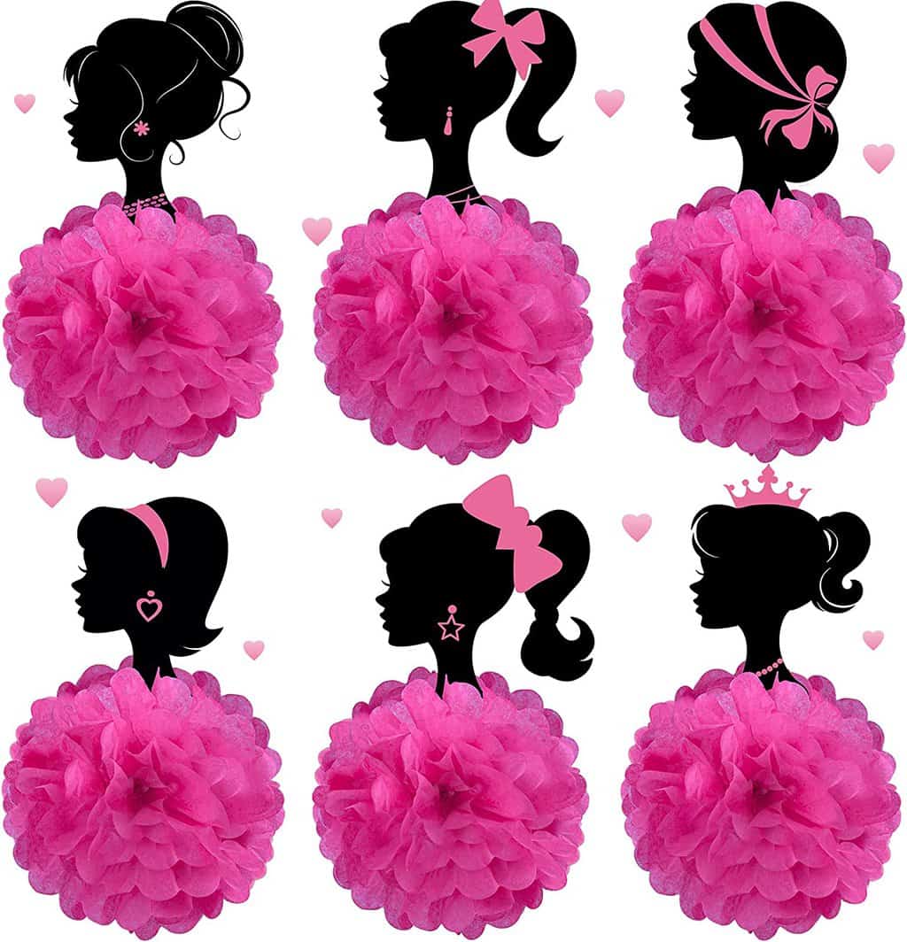 6 PCS Centerpieces for Girl Princess Theme Decoration Girl Princess Birthday Party Supplies Pink Table Centerpieces Paper Flowers for Paris Princess Theme Party Supplies