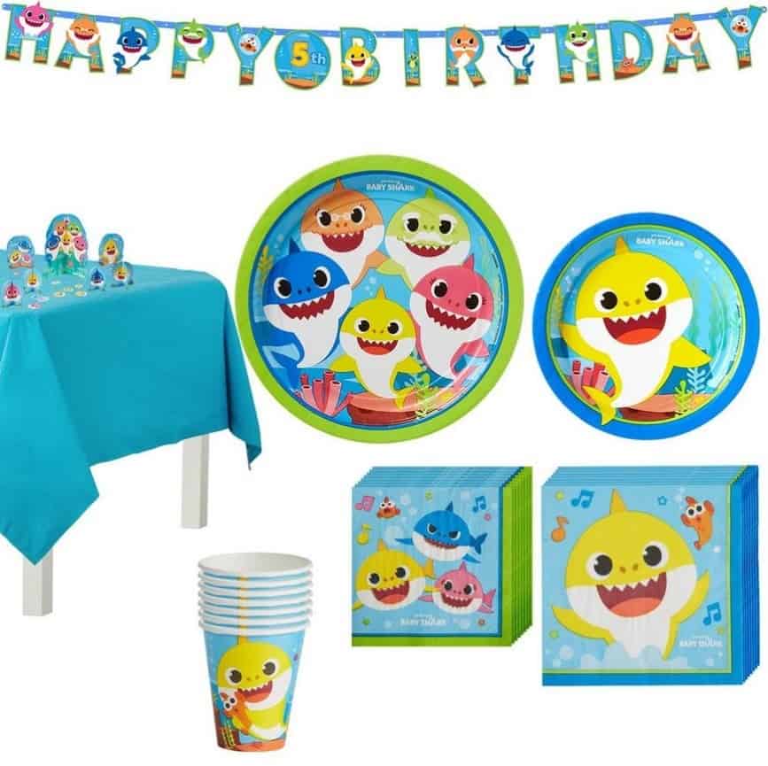 Baby Shark Birthday Party Tableware Kit for 8 Guests