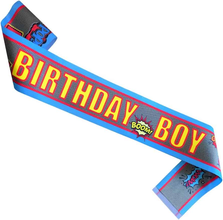 Birthday Boy Superhero Comics Sash