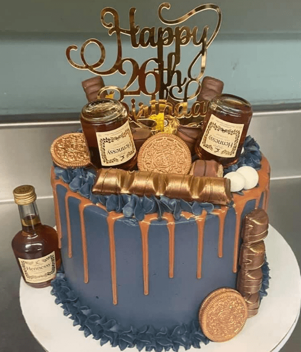 Blue & Gold Hennessy Cake 