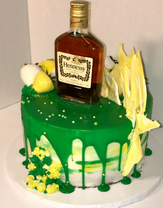 Green Drip Hennessy Cake