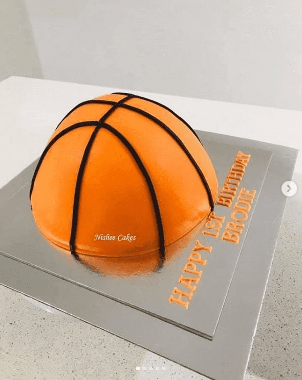 Sliced Spalding Basketball Cake Idea