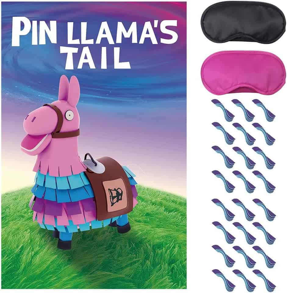 Video Game Party Supplies pin the tails on llama