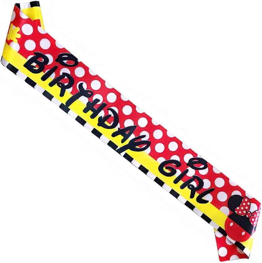 WLWLG Minnie Mouse Birthday Girl Sash