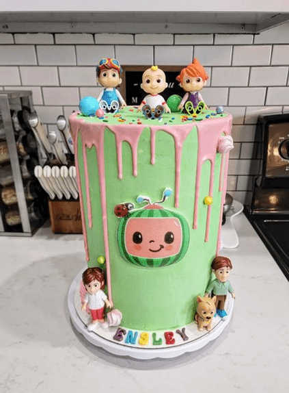 Cocomelon Watermelon Drip Cake