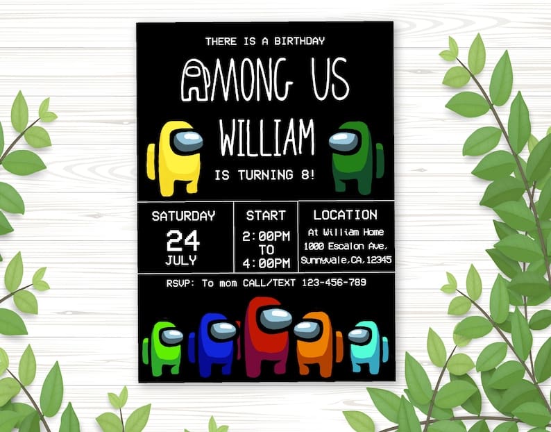 Among Us Party Invites