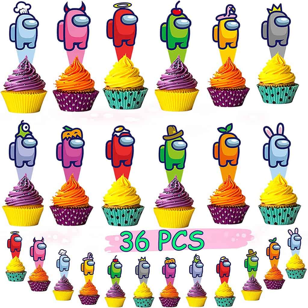 36 Pcs Among Us Cupcake Toppers