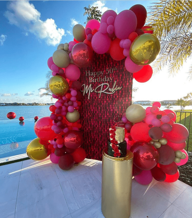 Gold, Pink, and Red Party Setup