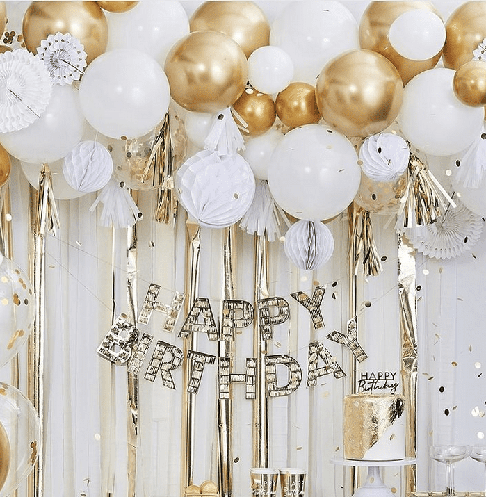 Golden and White Baloons